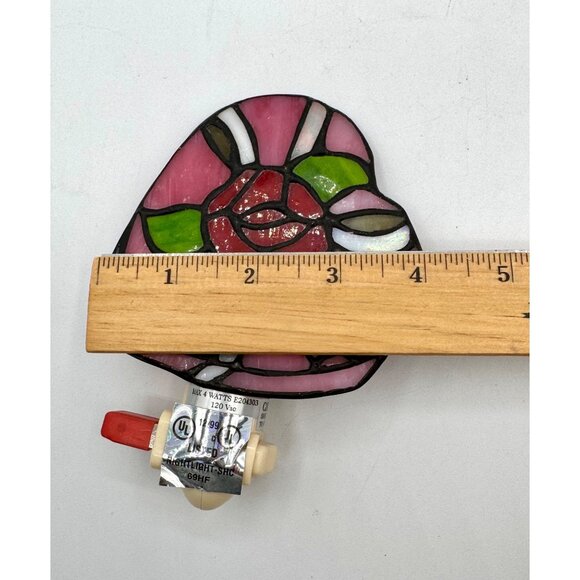 Vintage Heart Shape Stained Glass Rose Night Light - Picture 5 of 5